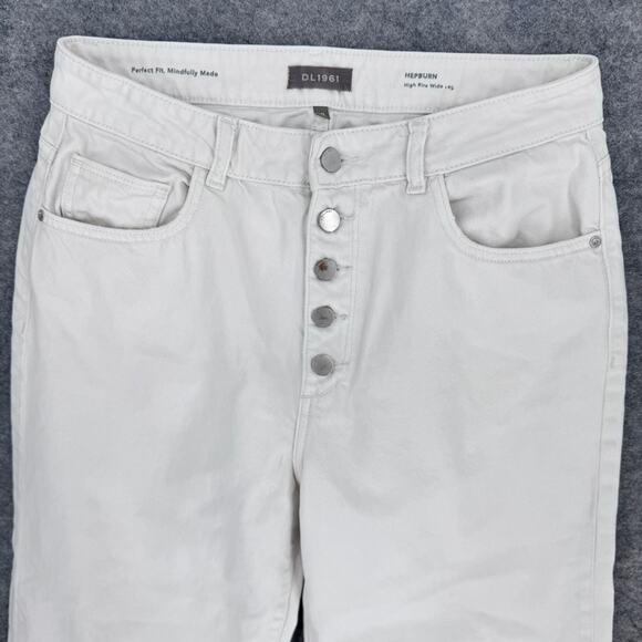 DL1961 Hepburn Jeans White 29 High Rise Wide Leg Tallic - Picture 4 of 10